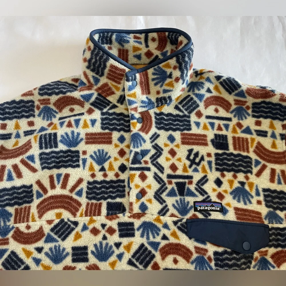 Patagonia Synchilla Snap-T Pullover Men's XL Protected Peaks Multi Big Oatmeal - Picture 4 of 12